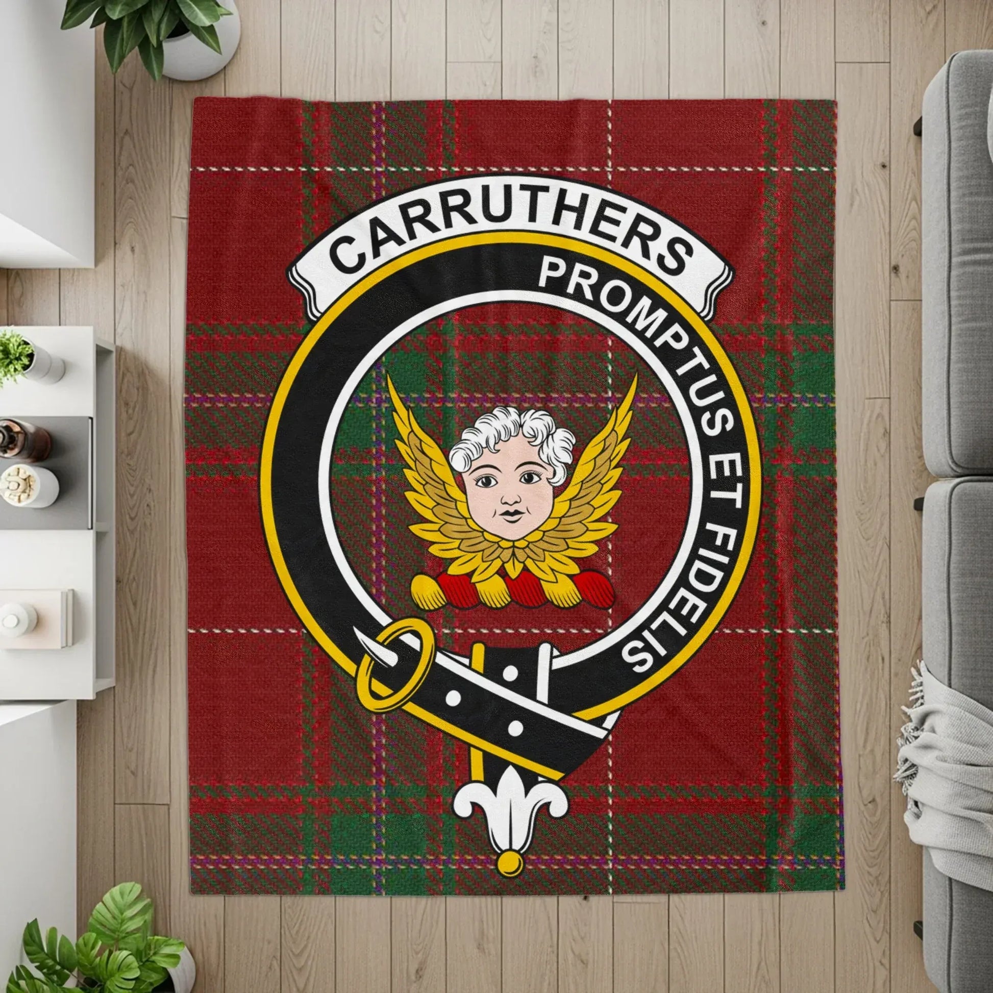 Carruthers Clan Tartan Blanket Featuring Crest product