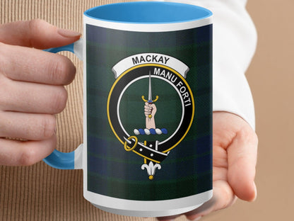 Mackay Clan Crest and Tartan Plaid Mug Traditional Style - Living Stone Gifts