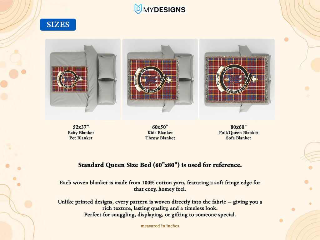 Clan Crest Patterned Blanket for Baby Kids and Queen Sizes