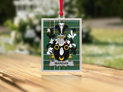 Mangan Family Crest Plaid Background Hanging Ornament product type