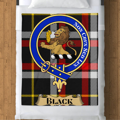 Black Scottish Tartan Clan Crest Throw Blanket - Living Stone Gifts