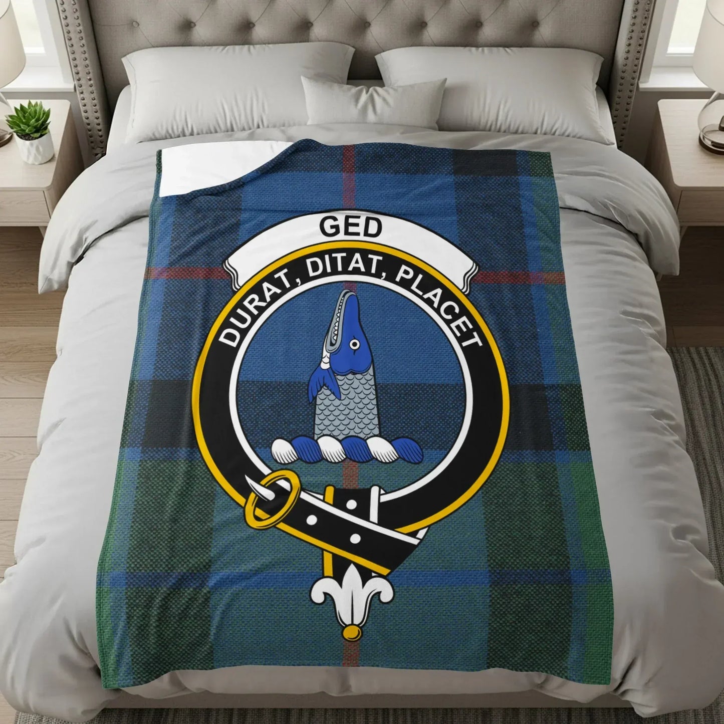 Scottish Tartan Plaid Crest Design Cozy Bedding product type