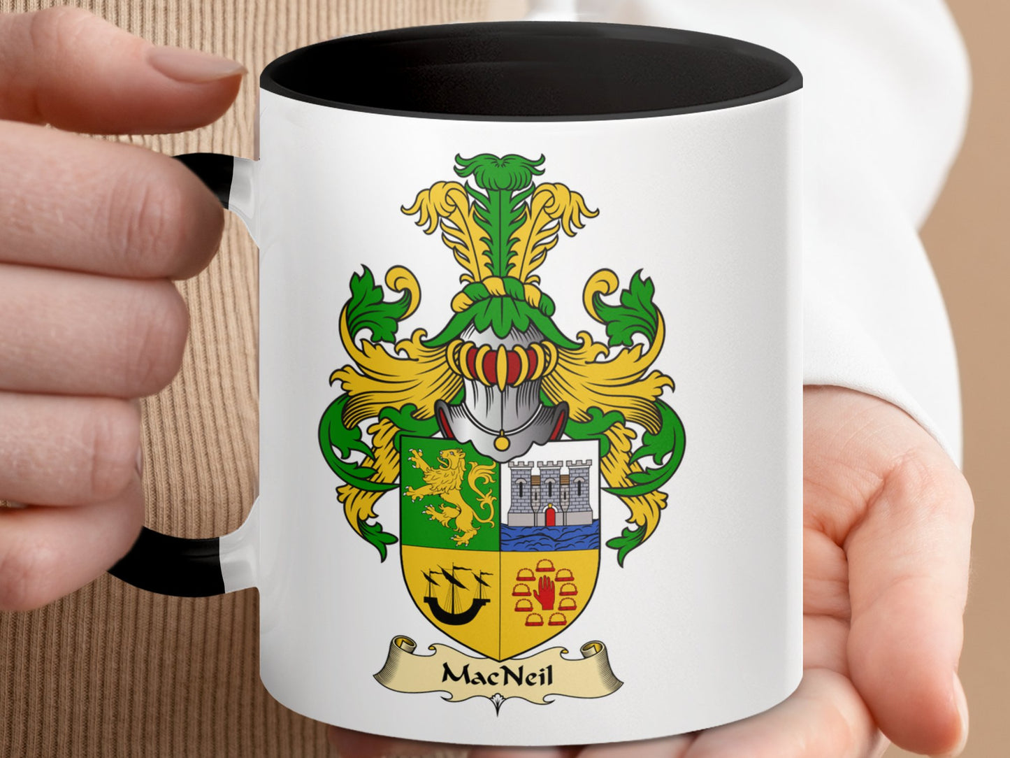 MacNeil Family Crest Emblem Display Coffee Mug - Living Stone Gifts