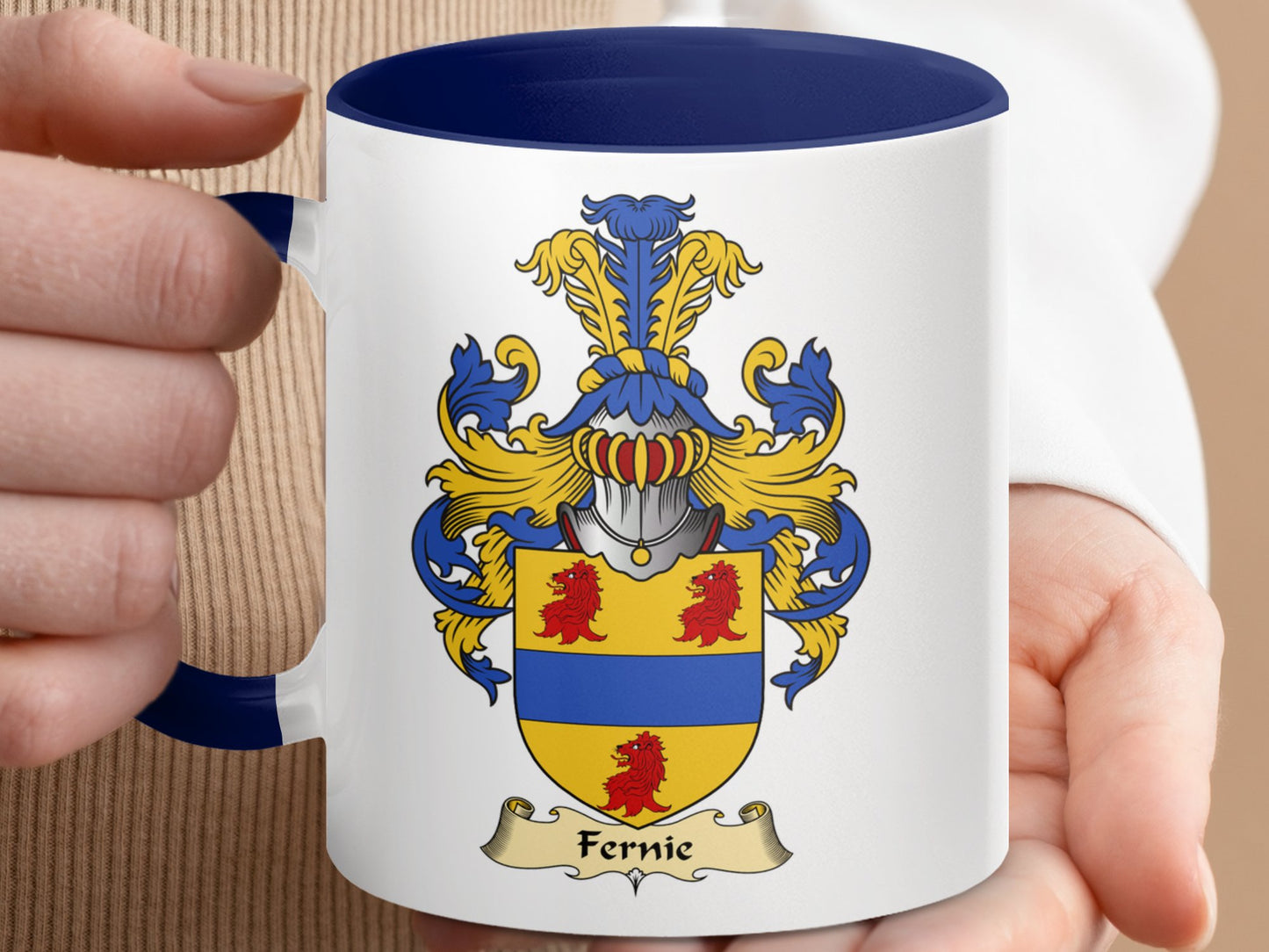 Clan Fernie Scottish Coat of Arms Accent Coffee Mug - Living Stone Gifts