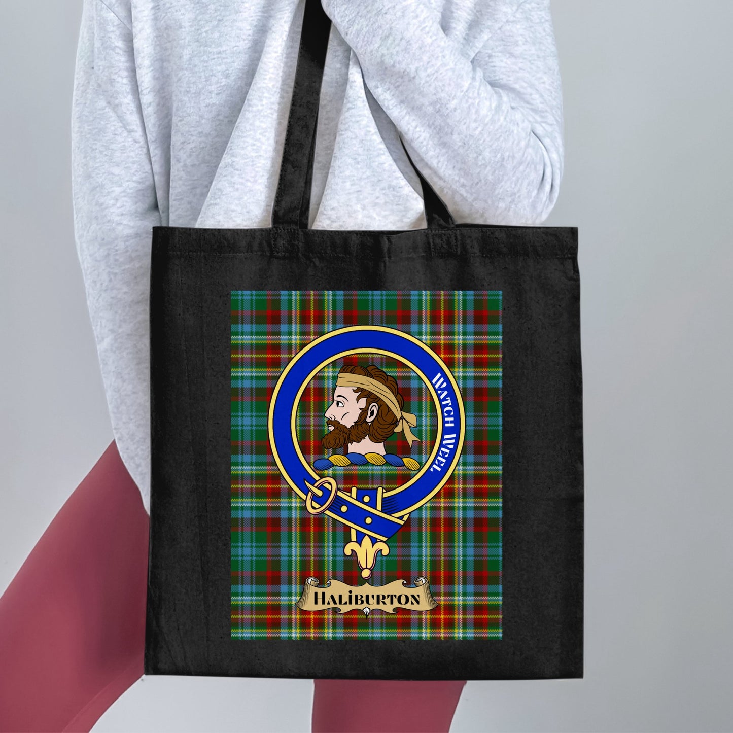 Clan Haliburton Scottish Crest Tartan Tote Bag - Living Stone Gifts