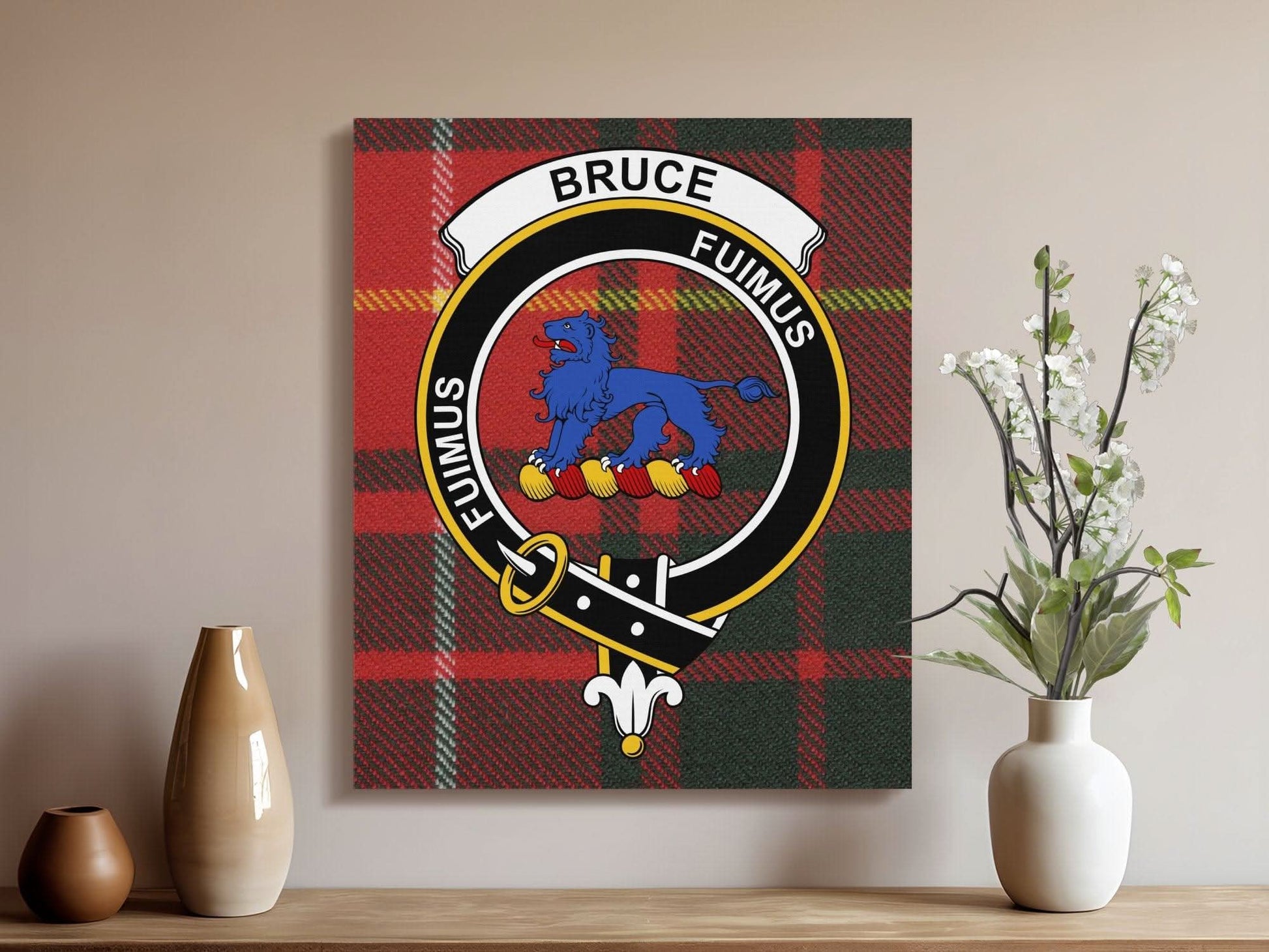 Bruce Scottish Tartan Clan Crest Canvas - Celtic Ancestry Gifts