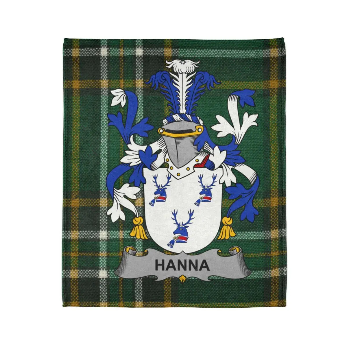 Hanna Family Crest Plaid Coat of Arms Blanket product
