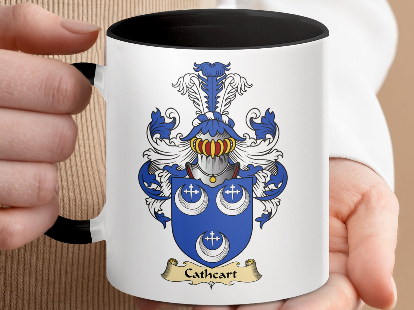 Clan Cathcart Scottish Coat of Arms Accent Coffee Mug - Living Stone Gifts