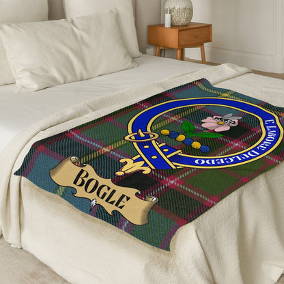 Scottish Clan Bogle Crest Tartan Throw Blanket - Living Stone Gifts