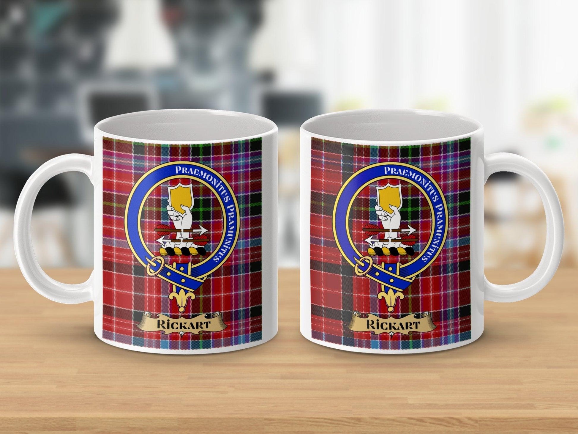 Rickart Scottish Clan Crest Tartan Pattern Mug - Living Stone Gifts