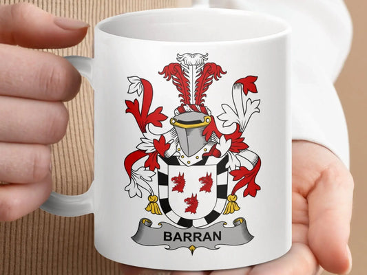 Barran Irish Surname Family Crest On Both Sides Mug - Celtic Ancestry Gifts
