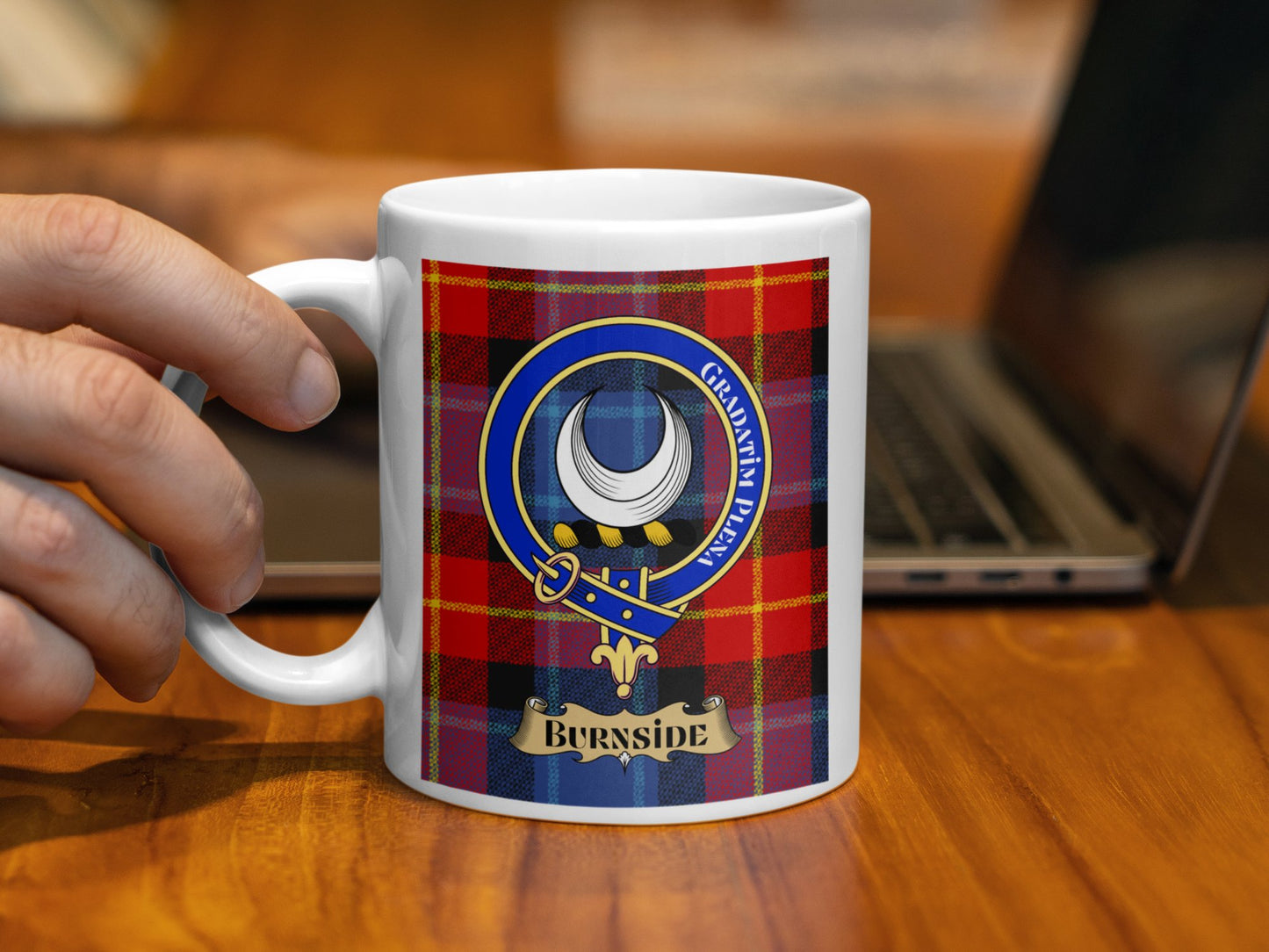 Clan Burnside Scottish Tartan Coat of Arms Mug - Living Stone Gifts