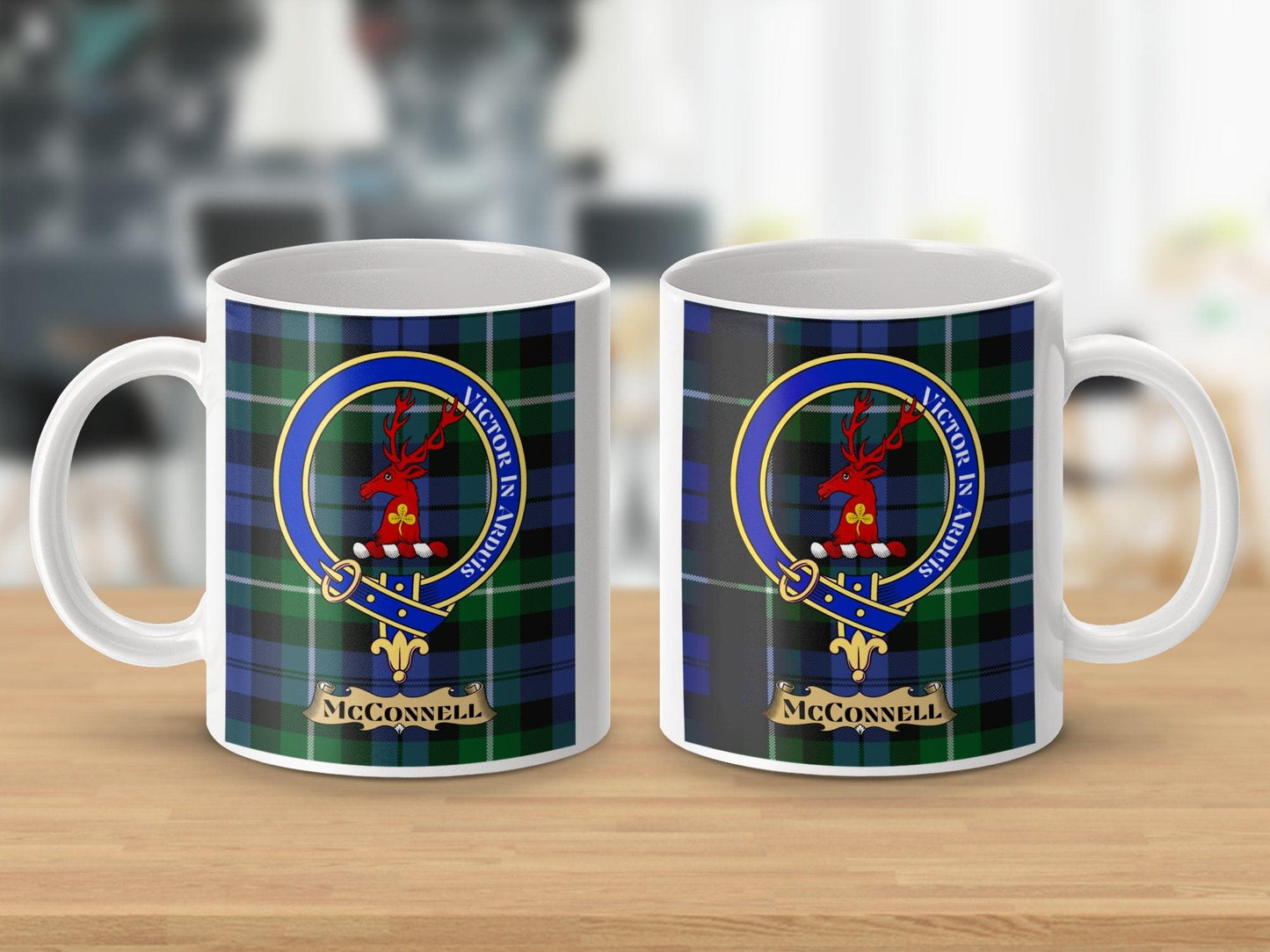 McConnell Scottish Clan Crest and Tartan Design Mug - Living Stone Gifts