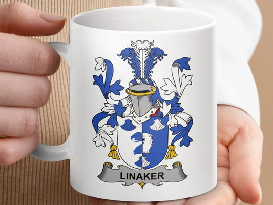 Linaker Surname Irish Family Crest Mug - Celtic Ancestry Gifts
