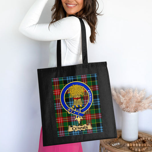 Cummin Clan Scottish Tartan Courage Crest Tote Bag - Living Stone Gifts