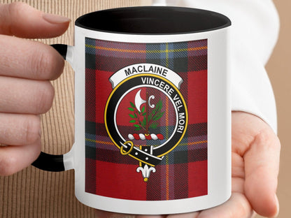 Traditional MacLaine Tartan Plaid Crest Emblem Mug - Living Stone Gifts