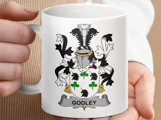 Godley Surname Irish Family Crest Mug - Celtic Ancestry Gifts
