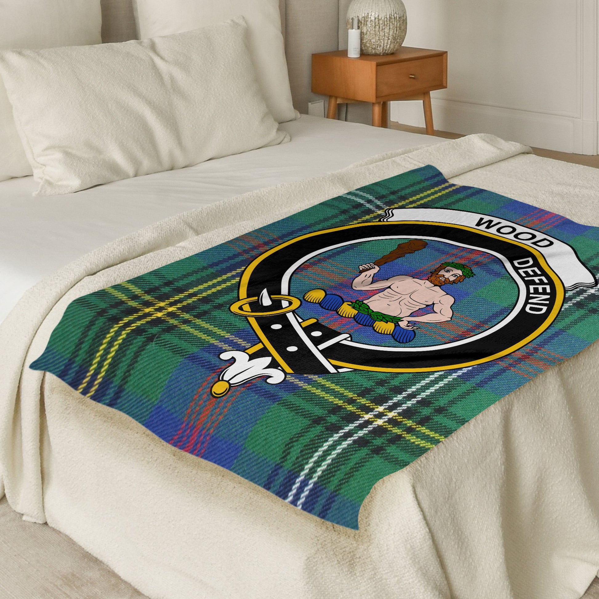 Scottish Clan Wood Defend Tartan Throw Blanket - Living Stone Gifts