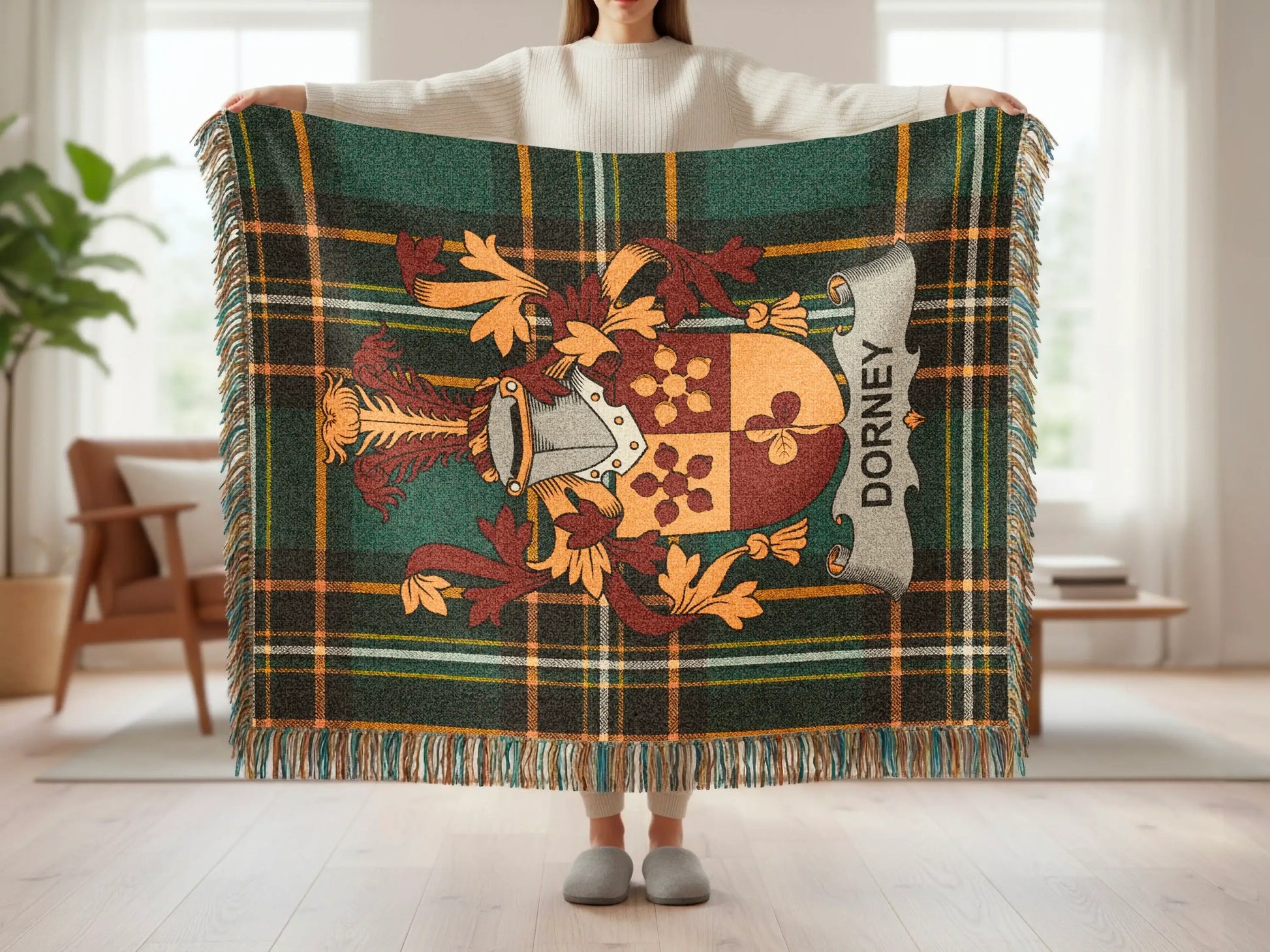 Dorney Family Crest Tartan Plaid Throw Blanket product type