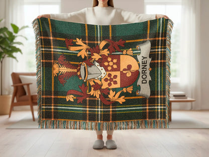 Dorney Family Crest Tartan Plaid Throw Blanket product type
