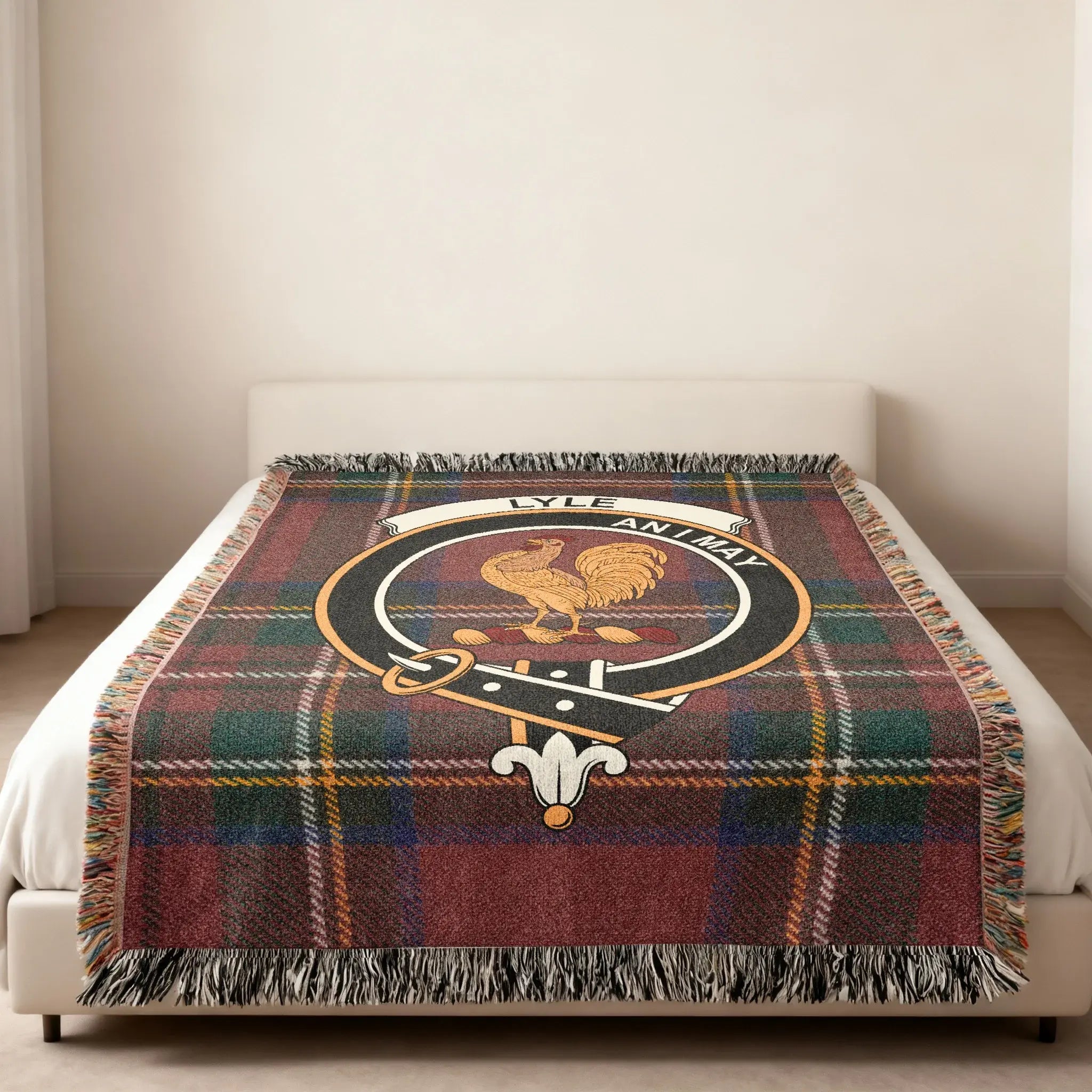 Clan Lyle Crest Badge Woven Plaid Blanket Throw