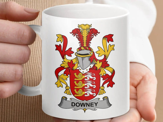 Downey Surname Irish Family Crest Mug - Celtic Ancestry Gifts
