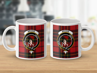 Scottish Clan Brodie Unite Tartan Emblem Ceramic Mug - Living Stone Gifts