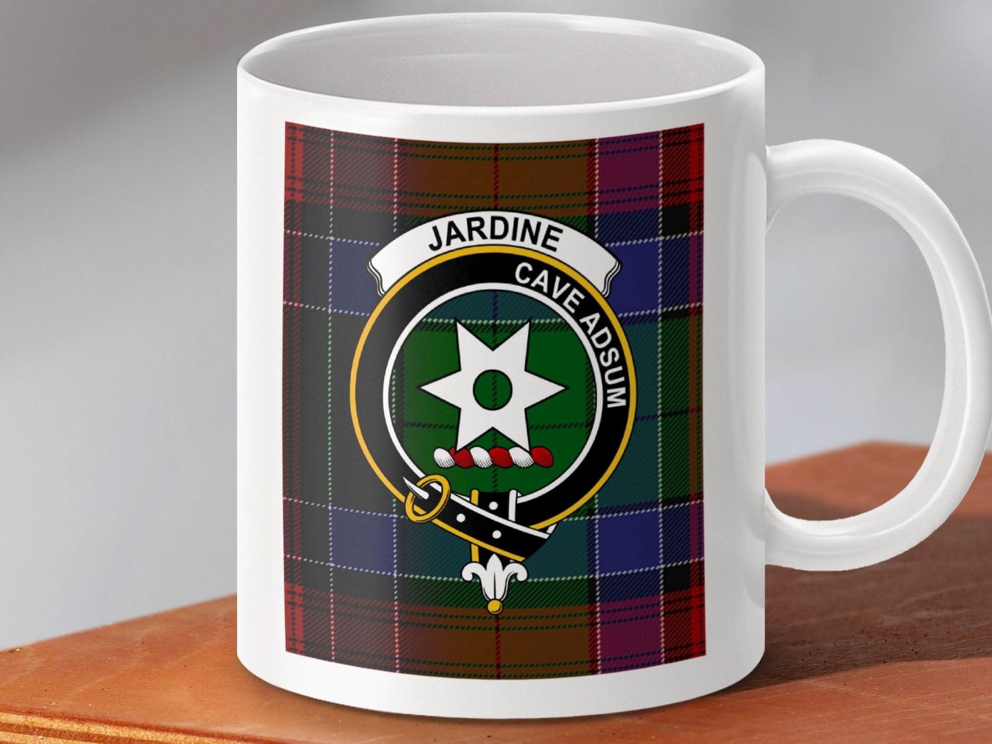 Jardine Crest Plaid Background Ceramic Mug product
