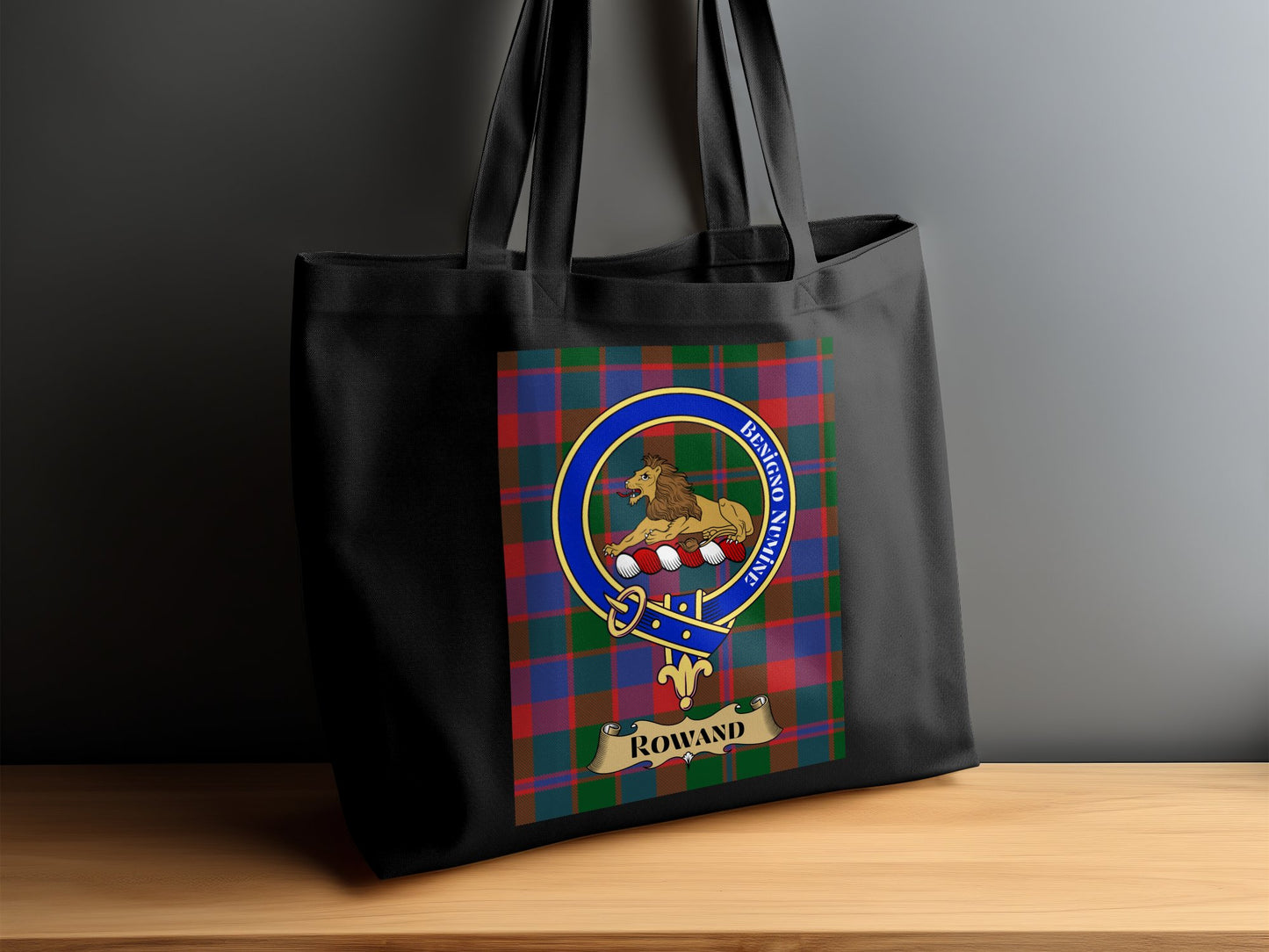 Scottish Clan Crest Tartan Background Rowand Tote Bag - Living Stone Gifts