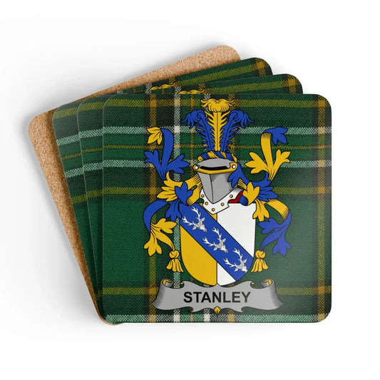 Custom Stanley Clan Crest Plaid Pattern Coaster product