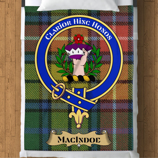 Scottish Clan Macindoe Crest Tartan Throw Blanket - Living Stone Gifts