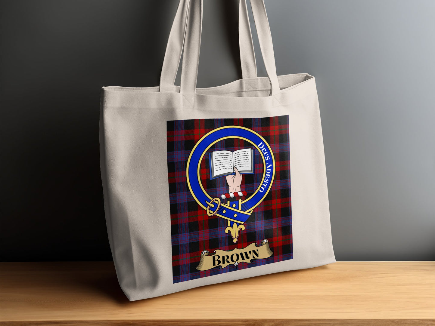 Brown Clan Crest Scottish Tartan Tote Bag - Living Stone Gifts