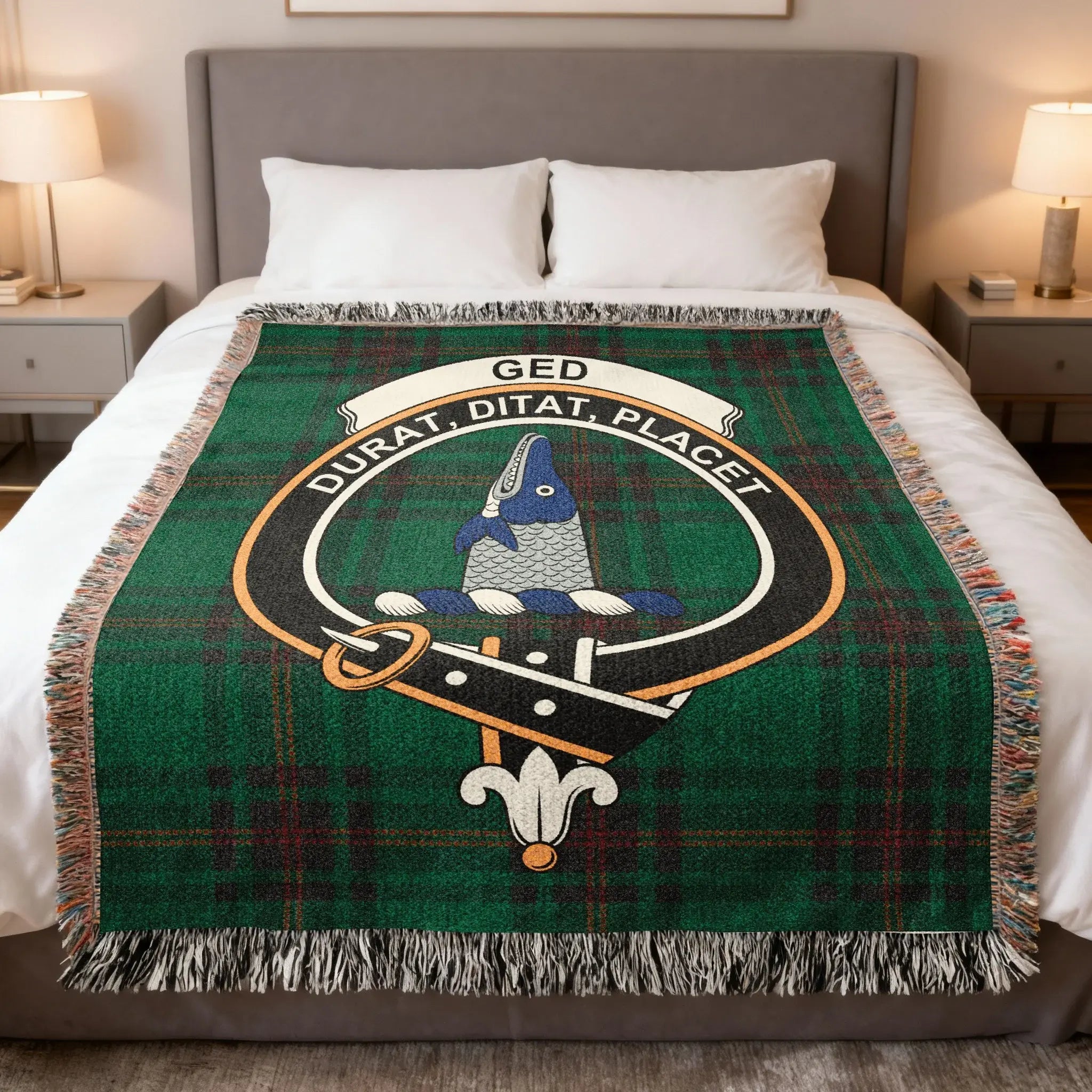 Scottish Clan Ged Crest Tartan Blanket Throw Product