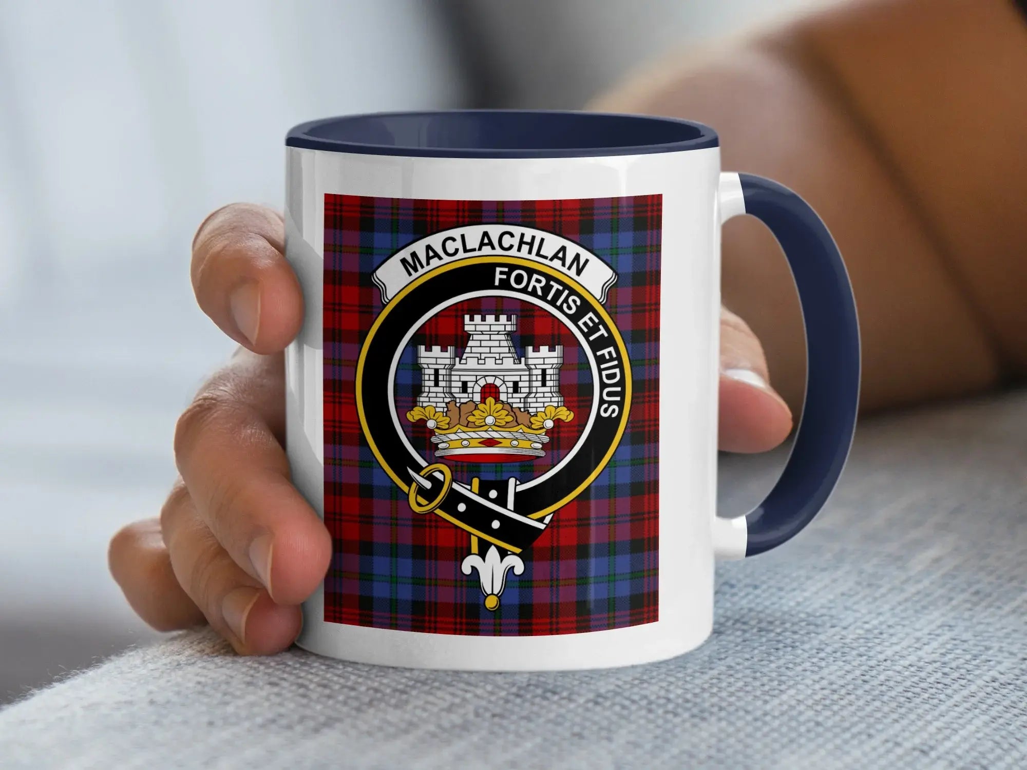 MacLachlan clan tartan crest mug — 11oz glossy ceramic with heraldic clan design