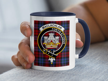Mug with Maclachlan tartan pattern and clan crest.