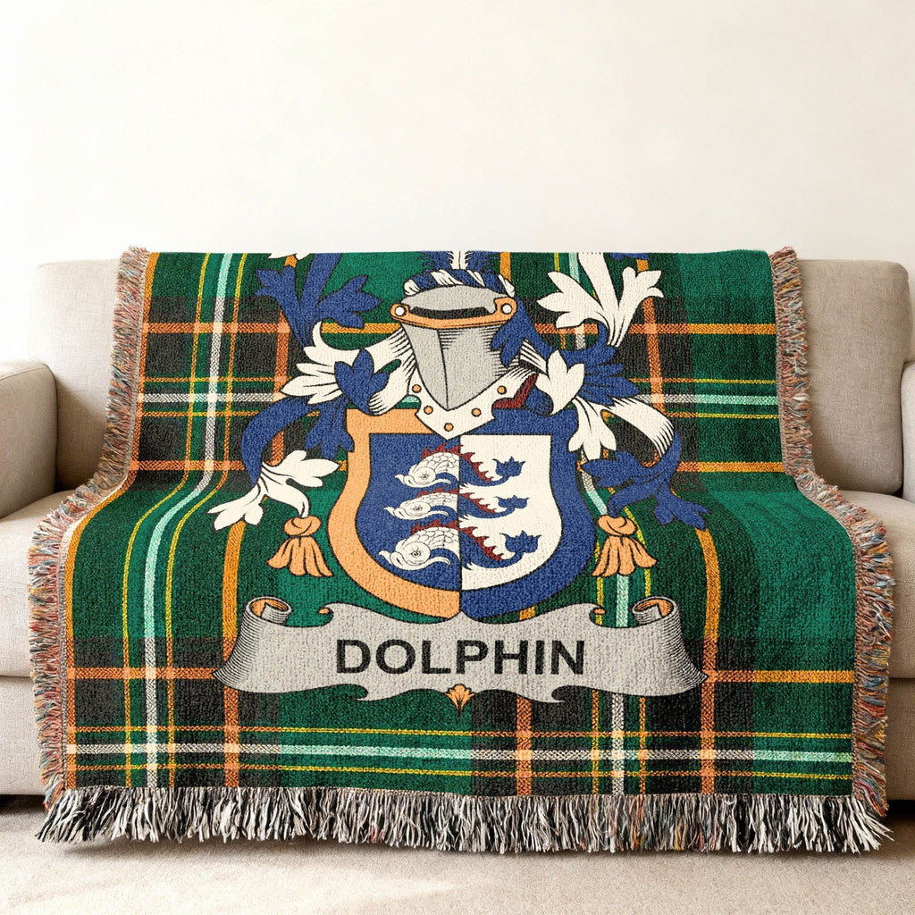 Dolphin Family Crest Green Tartan Plaid Blanket product type