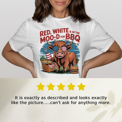 Patriotic Cow BBQ Graphic T-Shirt Funny Summer Design T-Shirt - Celtic Ancestry Gifts