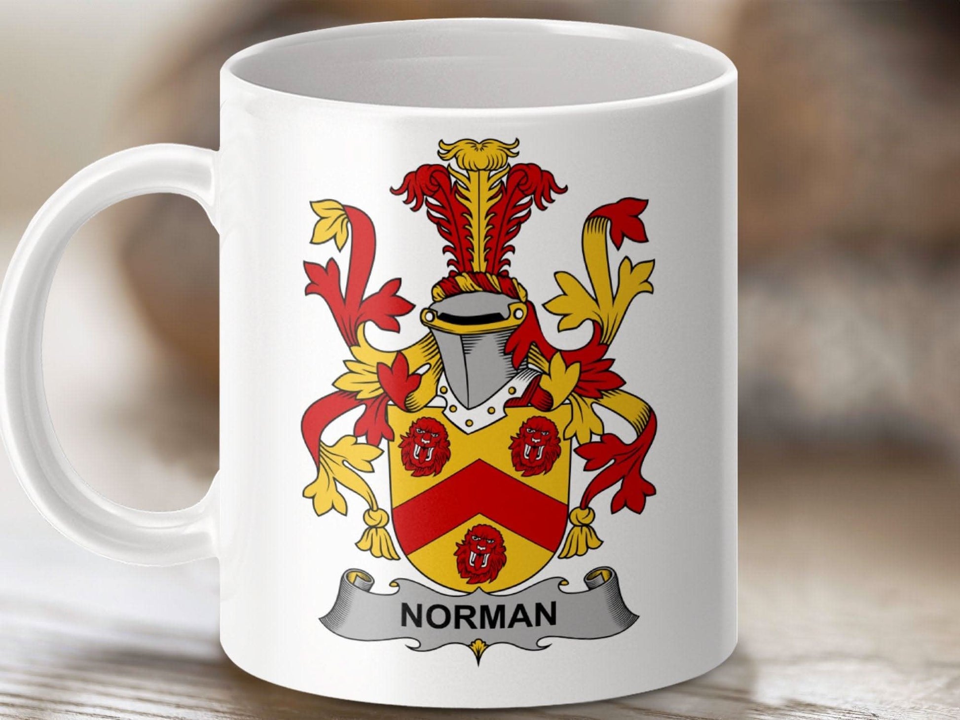 Norman Family Coat of Arms Shield Crest Mug - Celtic Ancestry Gifts