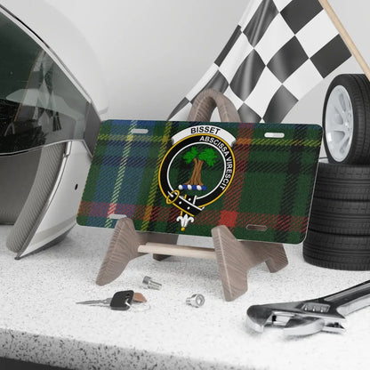 Tartan Bisset License Plate with Clan Crest product type