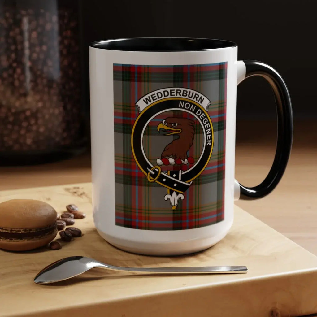Clan Wedderburn Tartan Mug with Crest Design