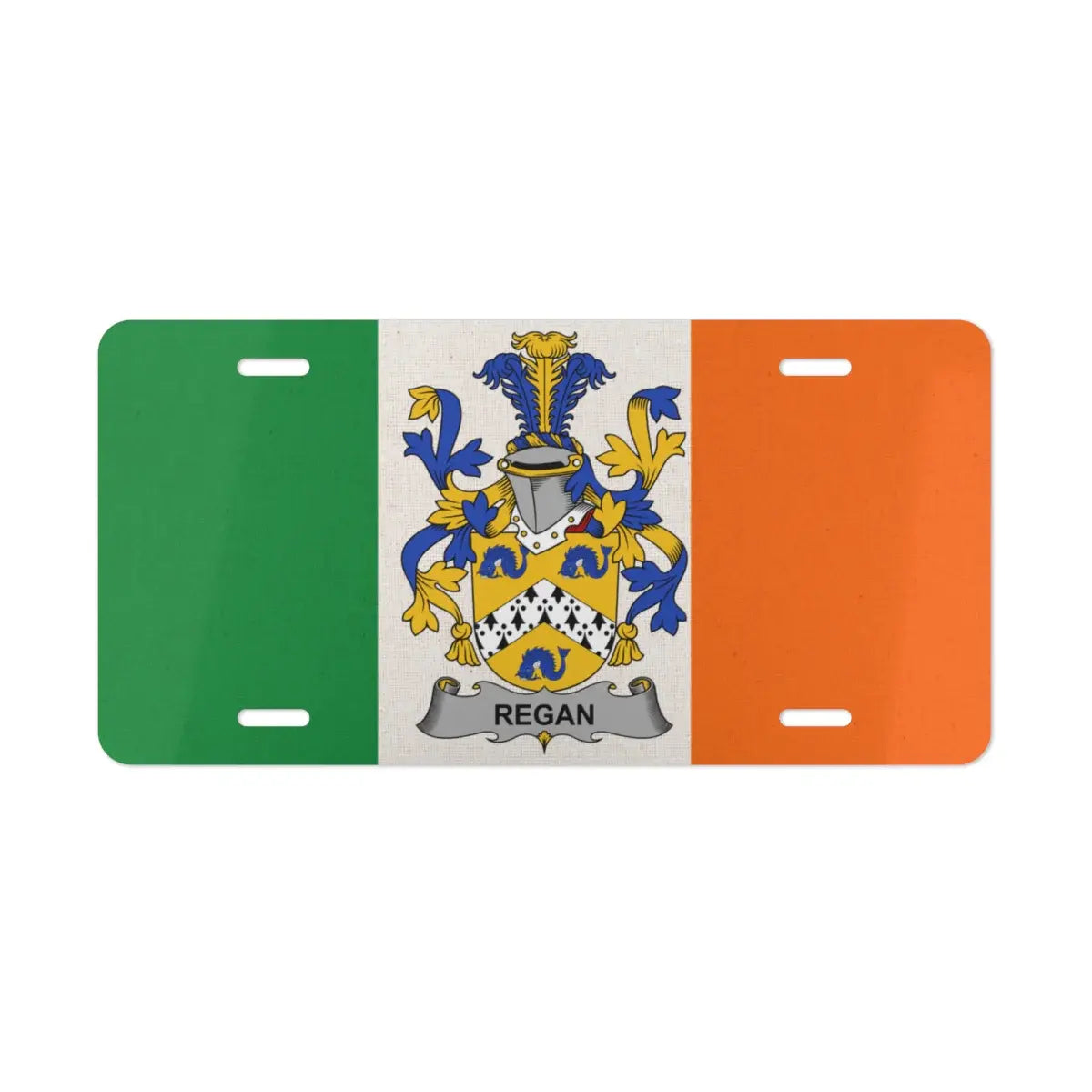 Regan Coat of Arms on Irish Flag license plate product