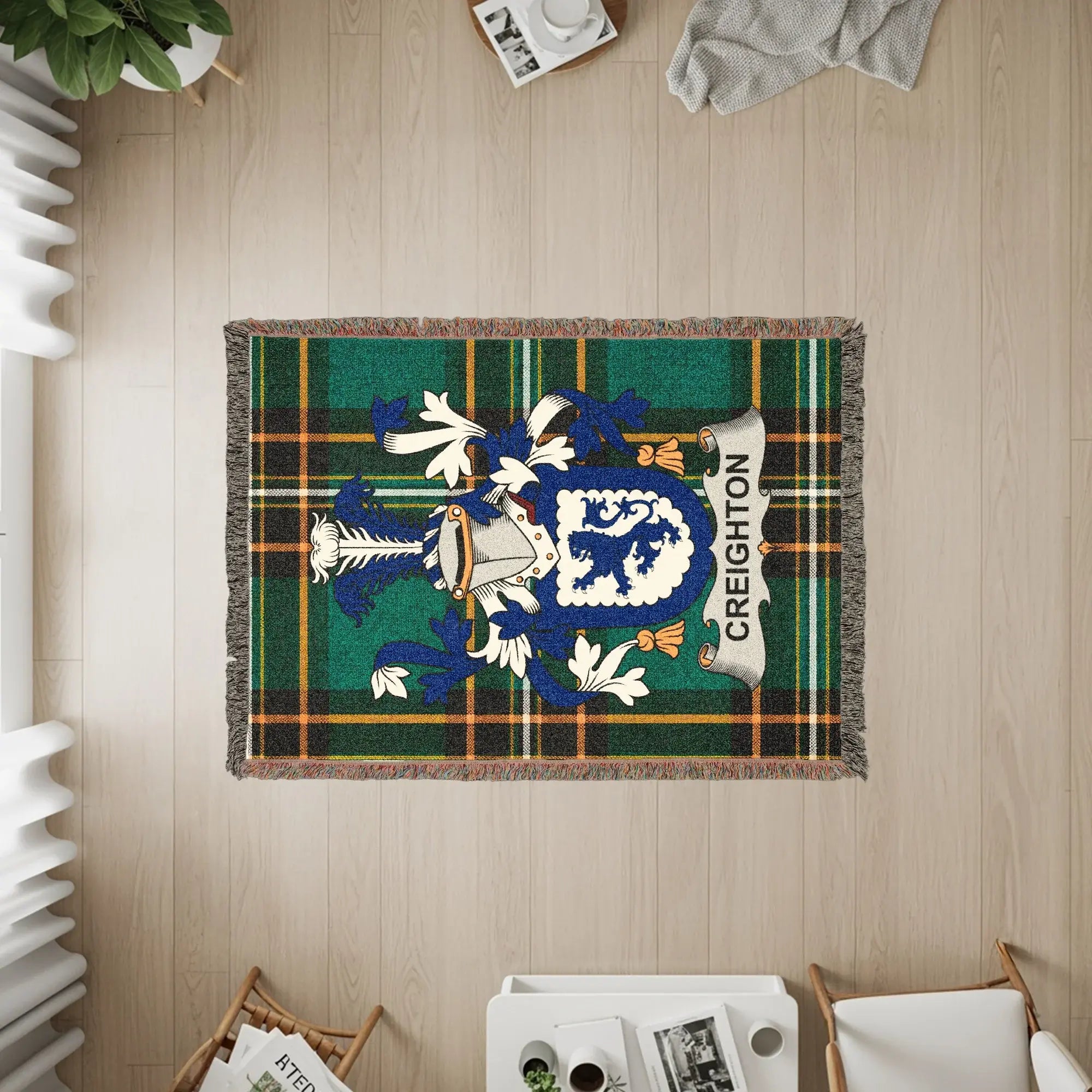 Creighton Plaid Family Tartan Crest Green Yellow product type