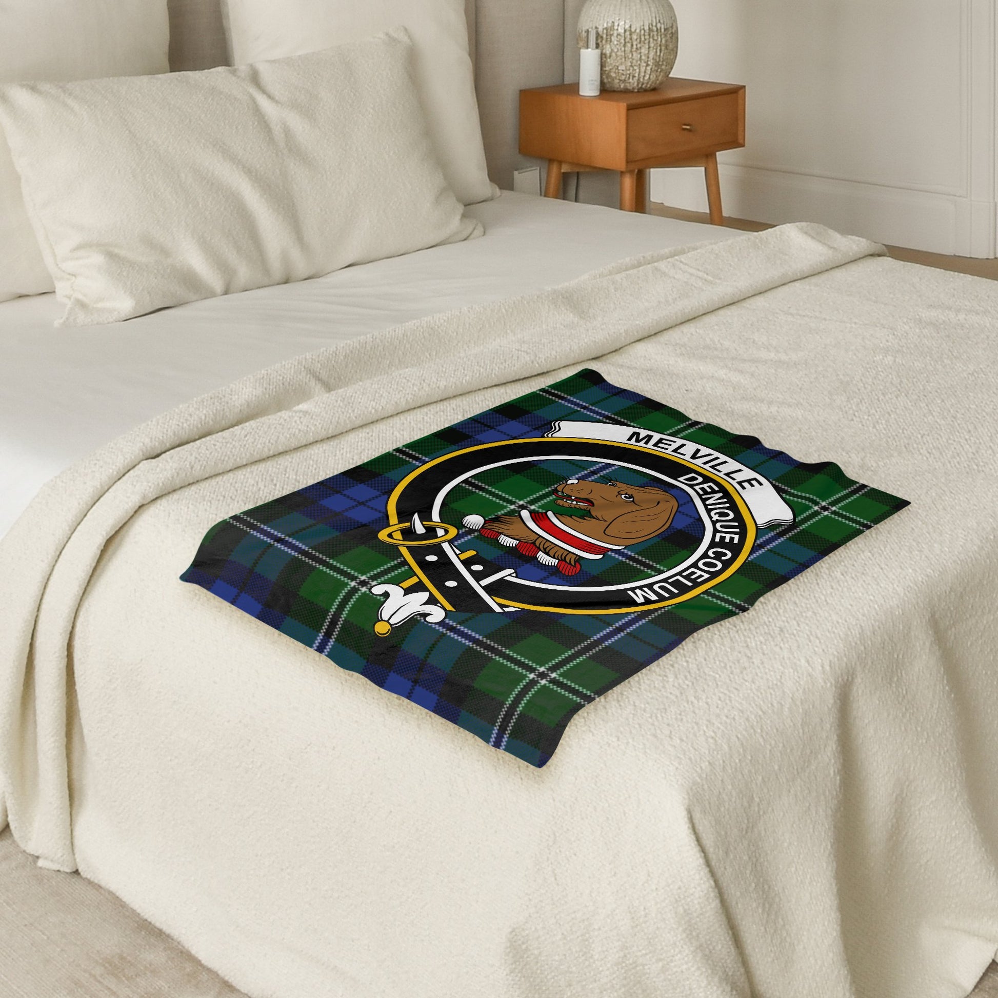 Scottish Clan Melville Tartan Throw Blanket - Living Stone Gifts