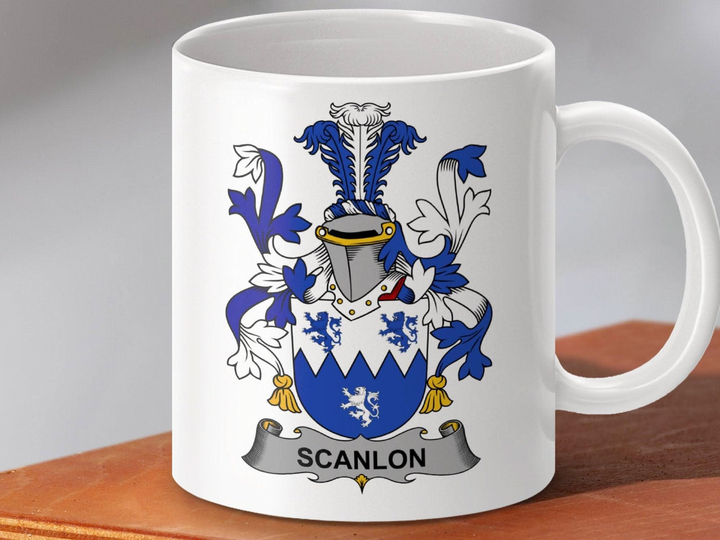 Scanlon Family Coat of Arms Crest Mug - Celtic Ancestry Gifts