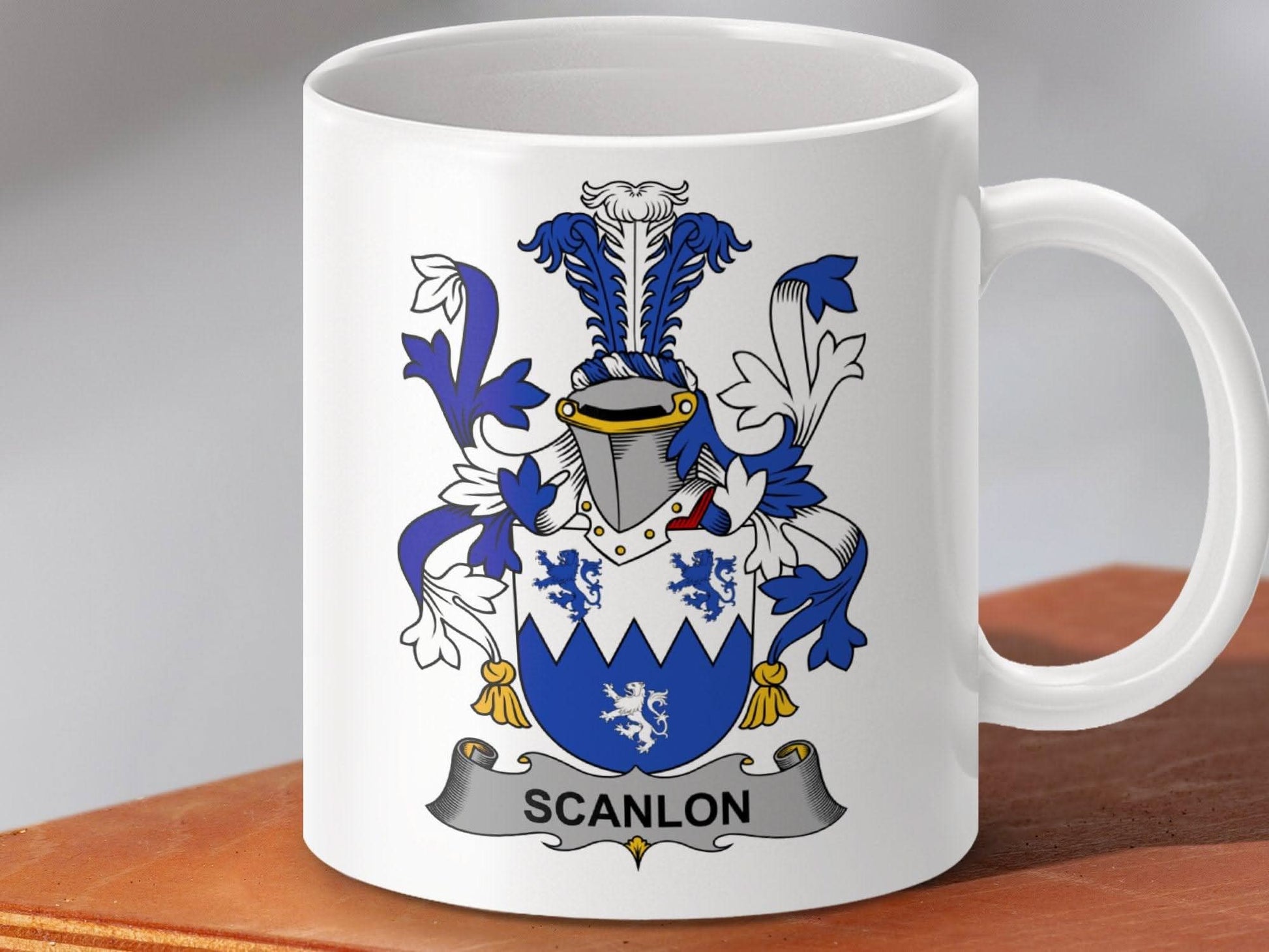 Scanlon Family Coat of Arms Crest Mug - Celtic Ancestry Gifts