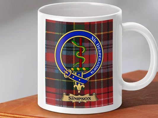 Crest with Simpson Name Checkered Patterned Mug product