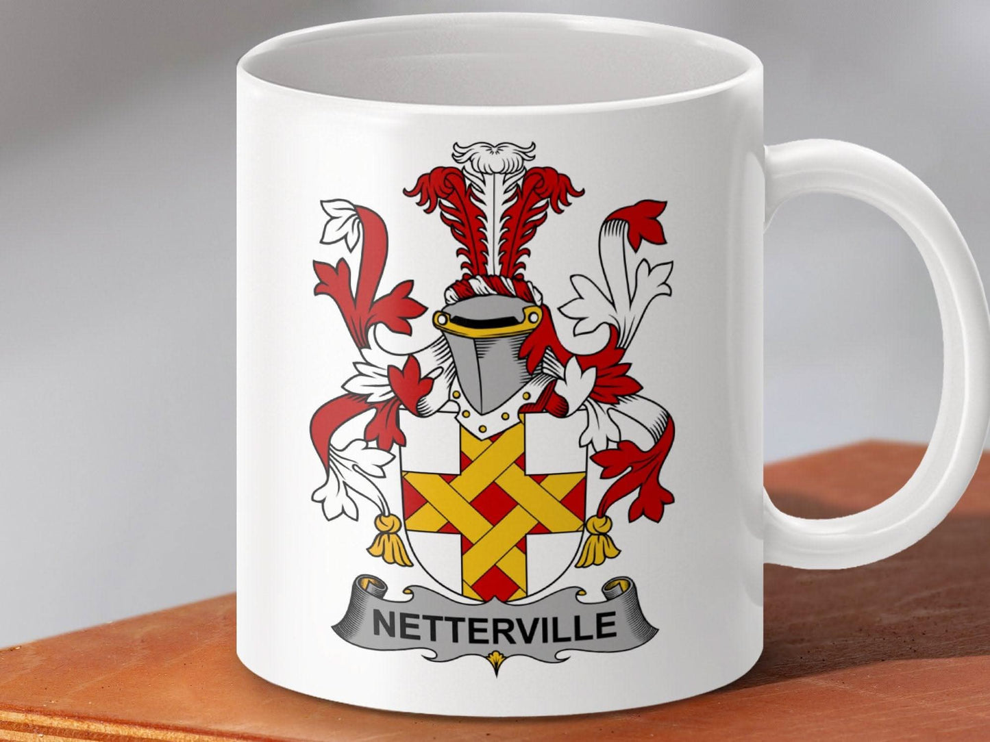 Nettleville Irish Family Coat of Arms Crest mug - Celtic Ancestry Gifts