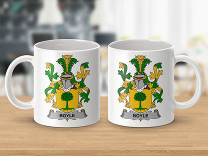 Boyle Family Crest Tree Shield Design Mug - Celtic Ancestry Gifts