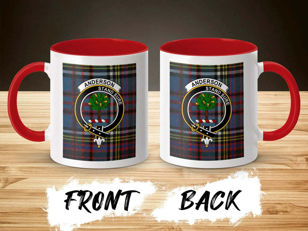 Anderson tartan accent mug showing clan crest detail — Scottish heritage ceramic mug