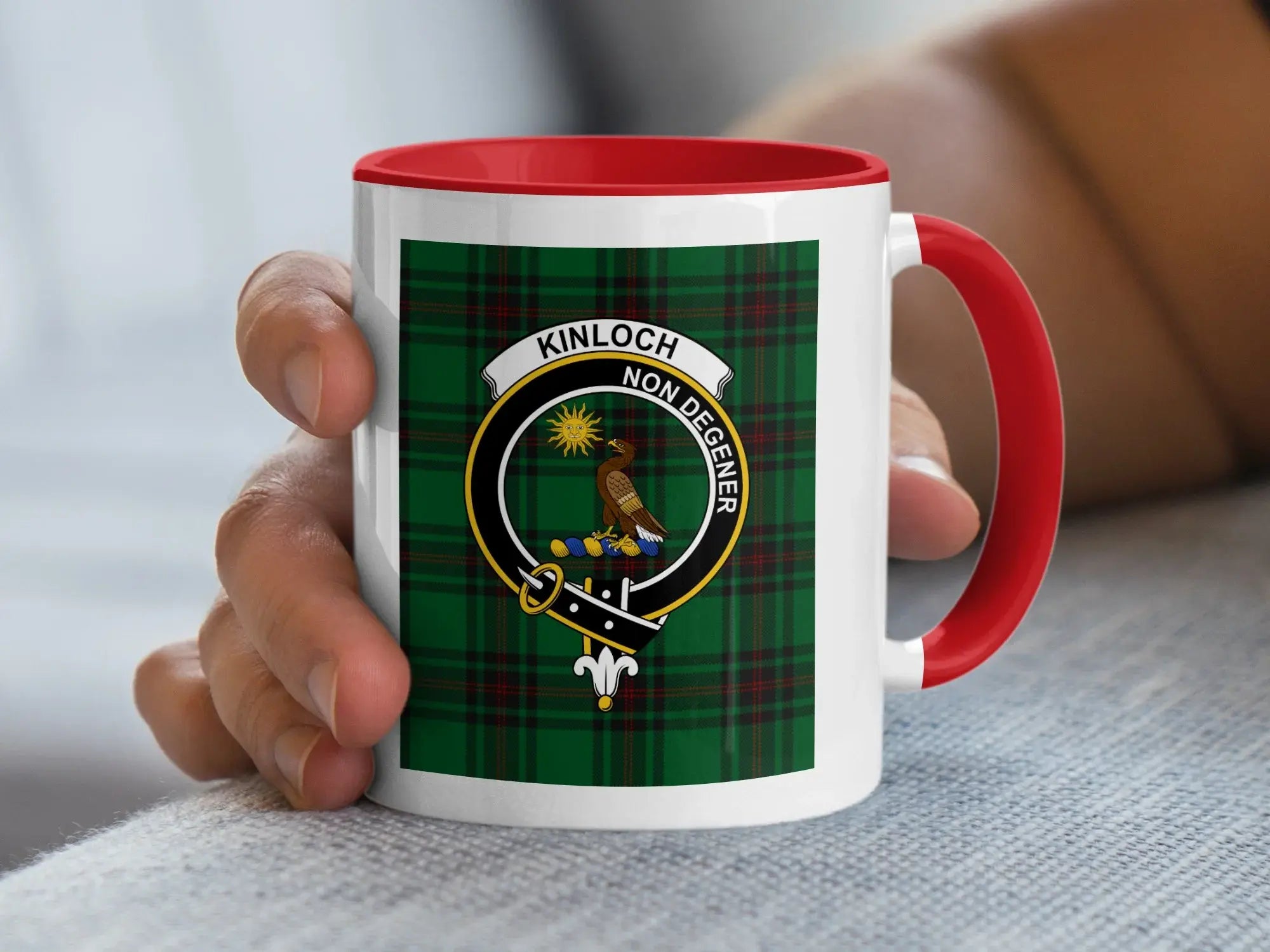 Kinloch Family Crest Tartan Pattern Mug